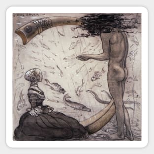 Agneta and the Sea King - John Bauer Sticker